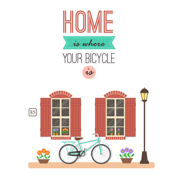 自行车在房子入口处图片下载