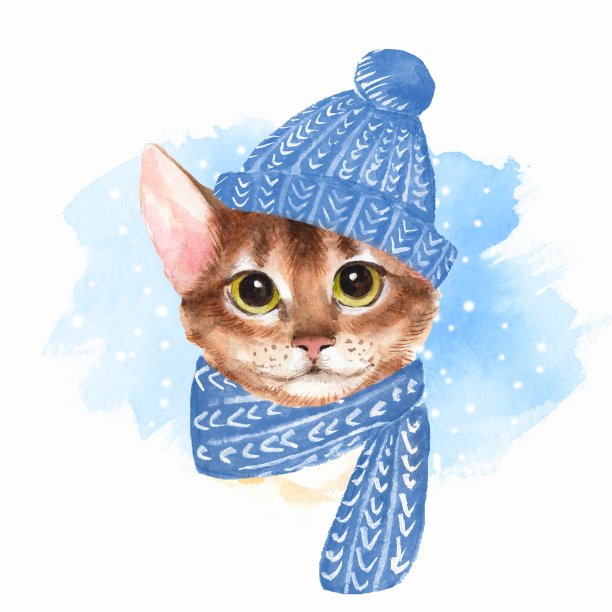 猫。水彩插图图片下载