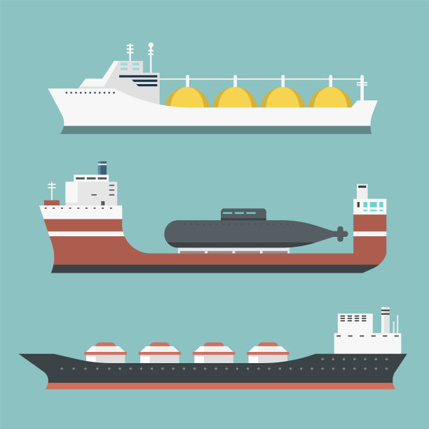货船和油轮航运交付散货船火车货运船油轮孤立在背景矢量图上图片下载