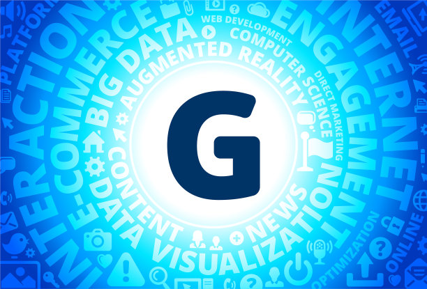 字母G图标在互联网现代科技词汇的背景图片下载