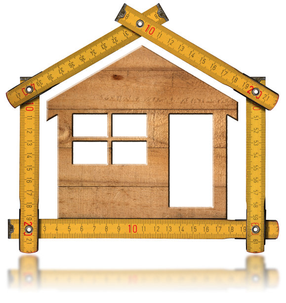 模型房子和木制折叠尺图片下载