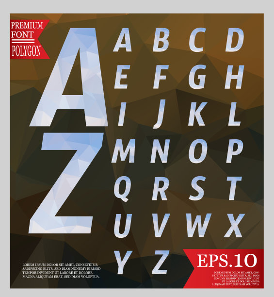 字体低聚和背景全颜色的几何形状。五彩缤纷的马赛克图案。EPS.10图片下载