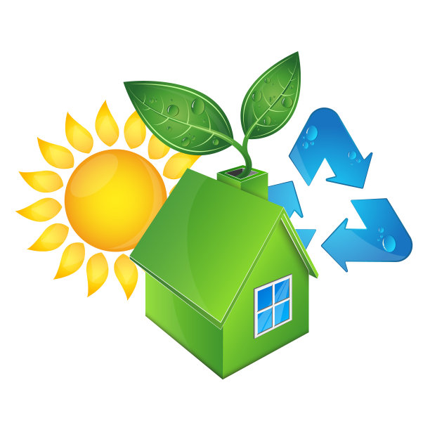 生态住宅和太阳图片下载