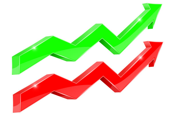 绿色和红色向上上升的箭头图片下载