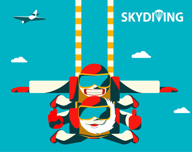 双人跳伞夫妇跳出飞机。老年跳远和她的沙头串联教练图片下载