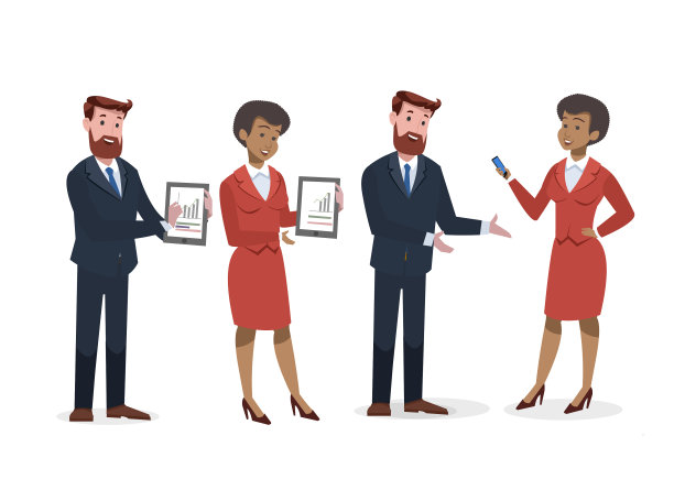 一套商人和女性角色的办公室工作模式图片下载