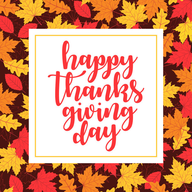 感恩节快乐广场横幅-矢量插图图片下载