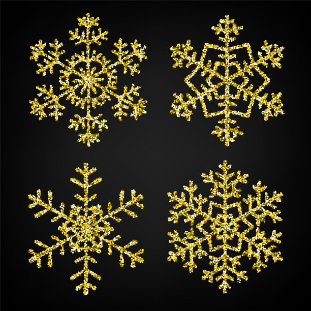 金色闪光雪花素材图片