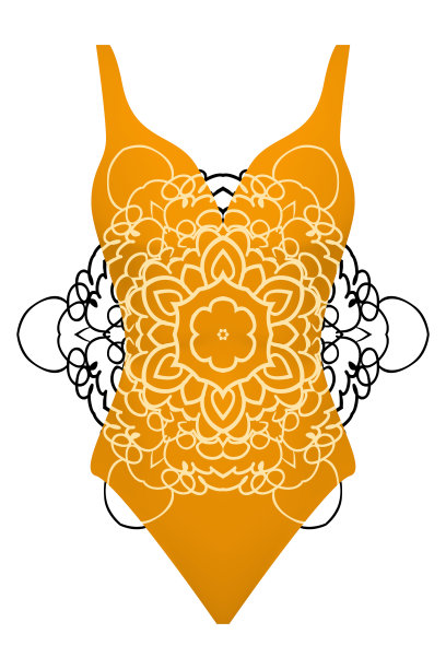 设计带有曼荼罗装饰的泳衣。时尚矢量插图。图片下载