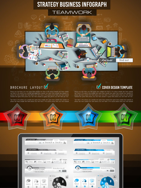 信息图手册模板与手绘草图图片下载