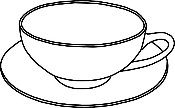 轮廓图像的杯子手绘素描涂鸦黑色和白色图片下载