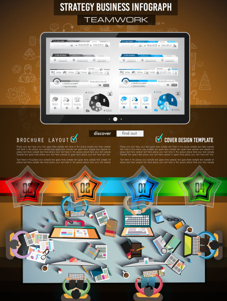 信息图手册模板与手绘草图图片下载