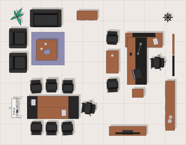 贵宾办公室家具俯视图图片下载
