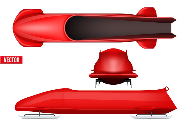 四名运动员的一组雪橇。图片下载