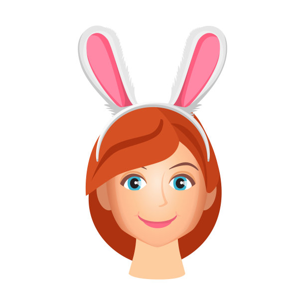 女人穿着兔年矢量插图孤立在白色图片下载