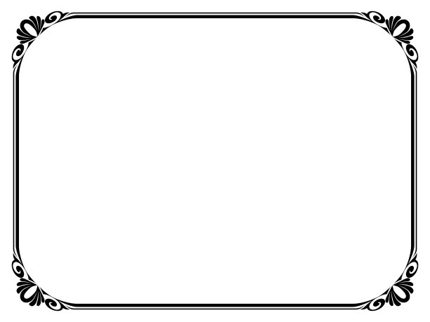 书法书法，卷曲的巴洛克画框黑色素材图片