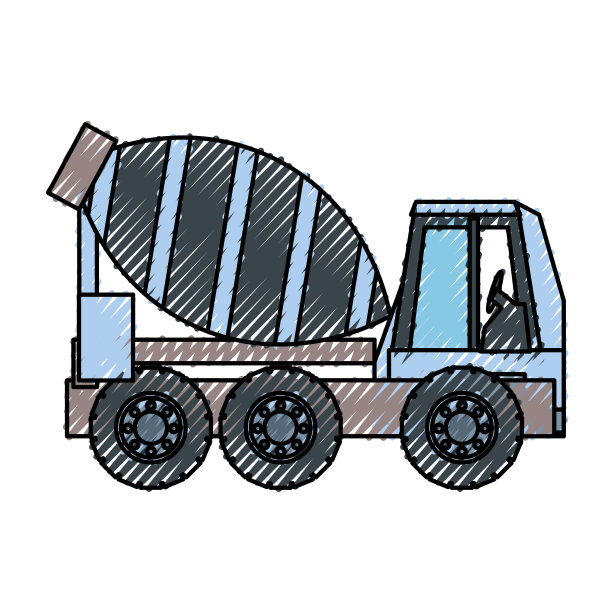 水泥卡车矢量插图图片下载