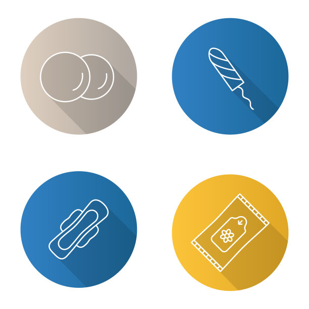 洗漱用品平面线性长阴影图标集素材图片