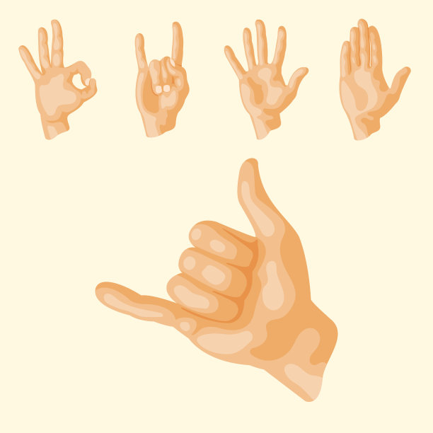 手聋哑人不同手势人手臂人沟通信息矢量插图图片下载
