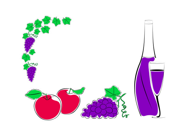 水果，一瓶酒和一个杯子图片下载