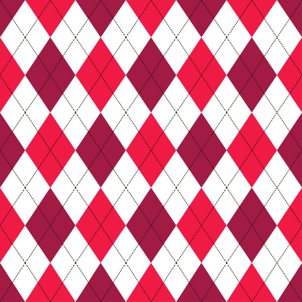 无缝菱形花纹，红色，白色缝线。矢量插图。图片下载