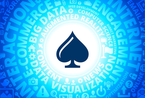 纸牌黑桃图标在互联网现代技术词汇的背景图片下载