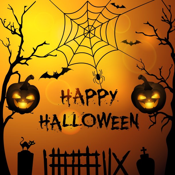 万圣节背景与墓地和蝙蝠图片下载