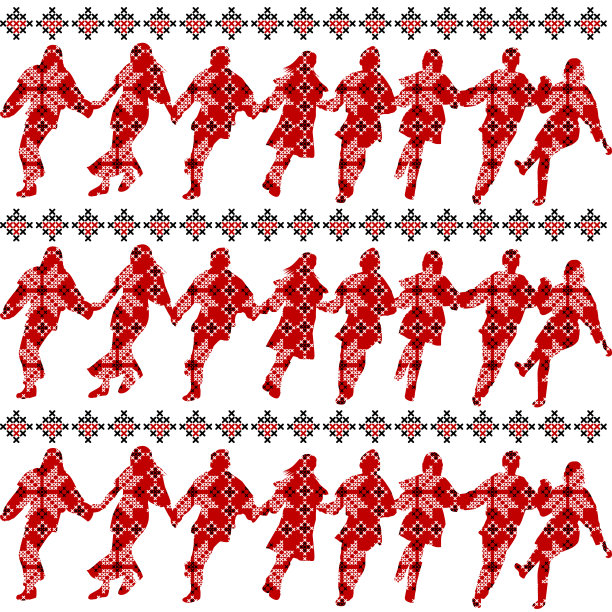 民族装饰图案与舞者图片下载