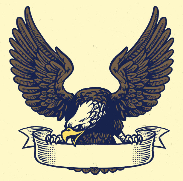 手绘风格的老鹰抓丝带素材图片