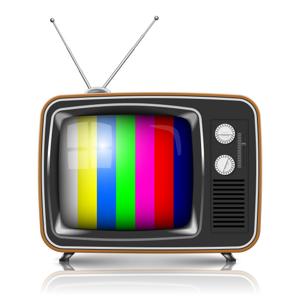 矢量复古电视与彩色框架图片下载