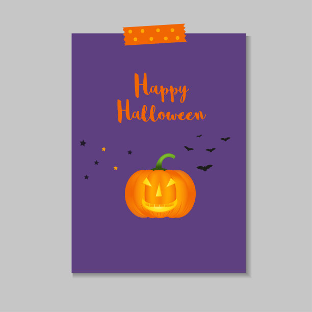 可爱的矢量万圣节明信片图片下载