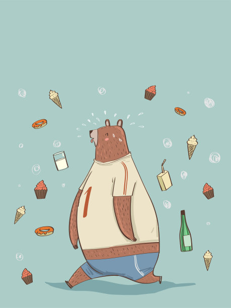 熊t恤配锻炼，这些比喻可以减肥。图片下载