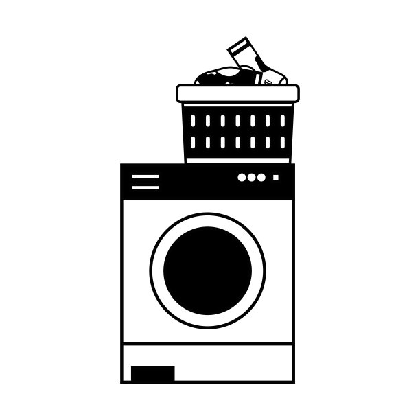 等高线电子洗衣机和篮子与脏袜子图片下载