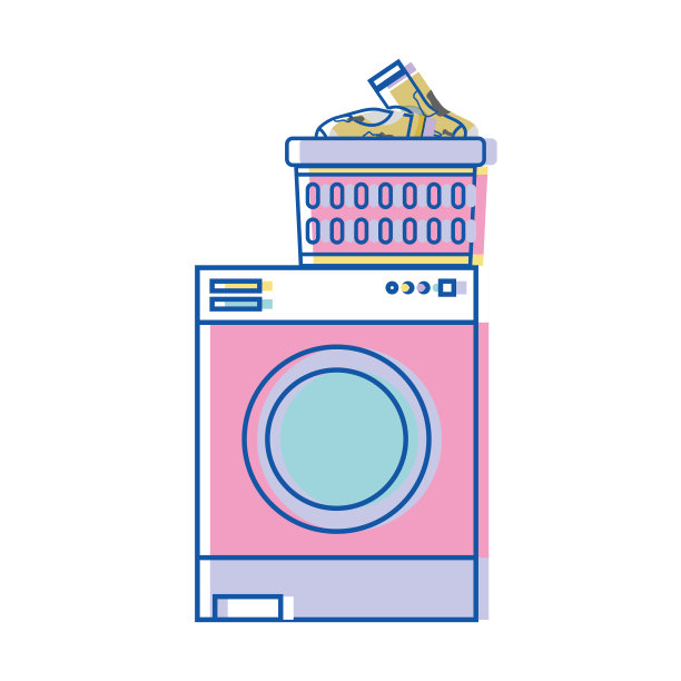 电子洗衣机和装脏袜子的篮子图片下载