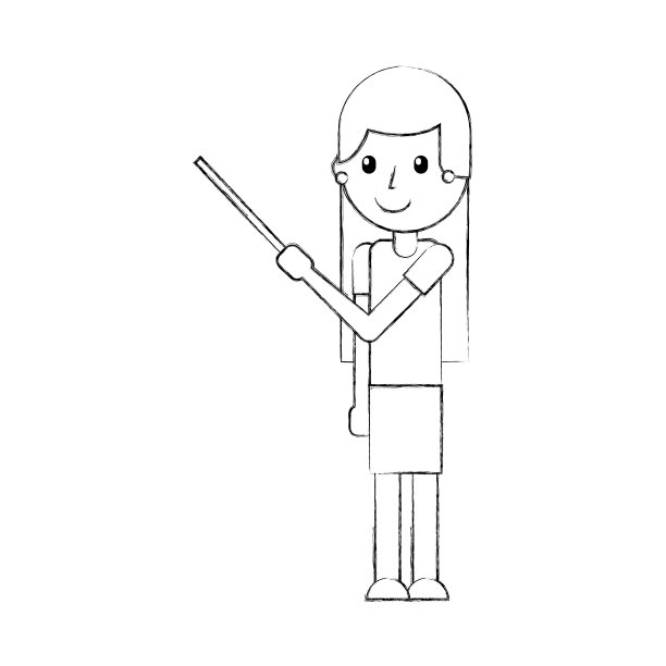 卡通老师站着教鞭图片下载