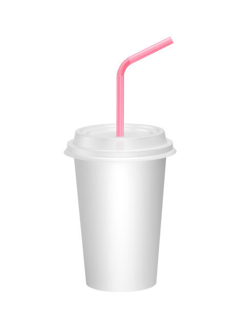 白色纸杯，粉红色吸管图片下载