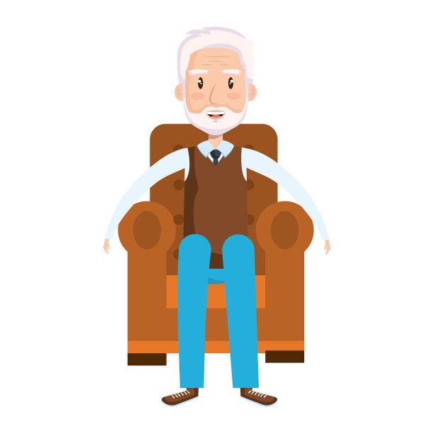 可爱爷爷坐在沙发上的阿凡达角色图片下载