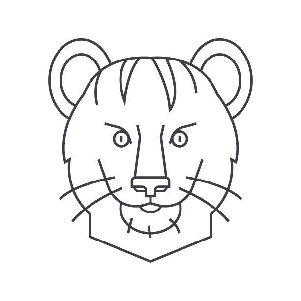 老虎矢量线图标，标志，插图的背景，可编辑的笔画图片下载