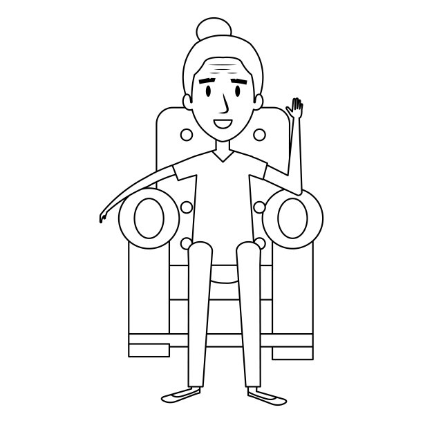 可爱的奶奶坐在沙发上的化身图片下载