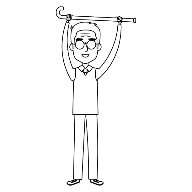 可爱的爷爷与手杖的化身角色图片下载