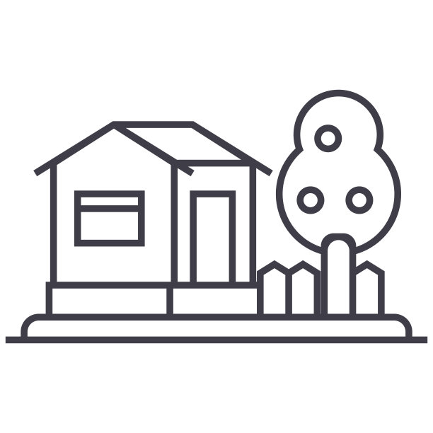 联排别墅标志矢量线图标，标志，背景上的插图，可编辑的笔触图片下载