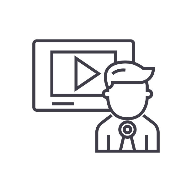 视频营销，视频频道，新闻矢量线图标，标志，背景插图，可编辑笔画图片下载