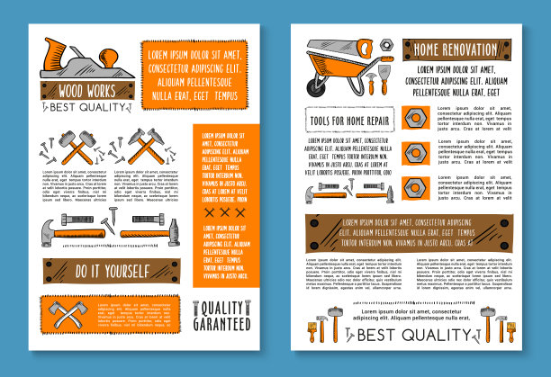 矢量海报的家居维修速写工作工具图片下载