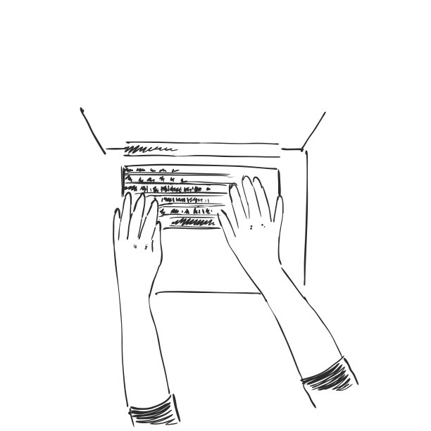 人物作品素描使用笔板，手绘矢量图图片下载