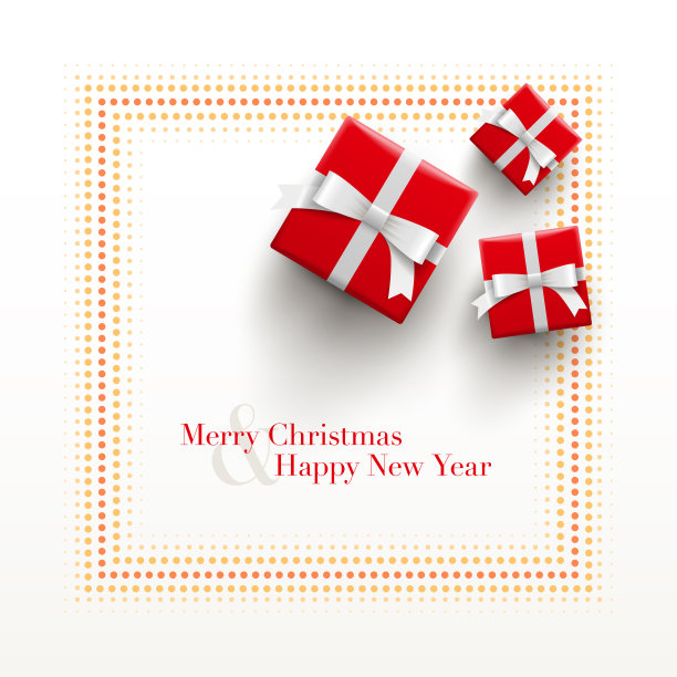 圣诞快乐和新年贺卡设计图片下载