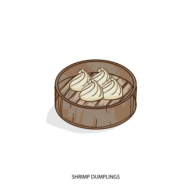 中国食品虾饺实物手绘图片下载