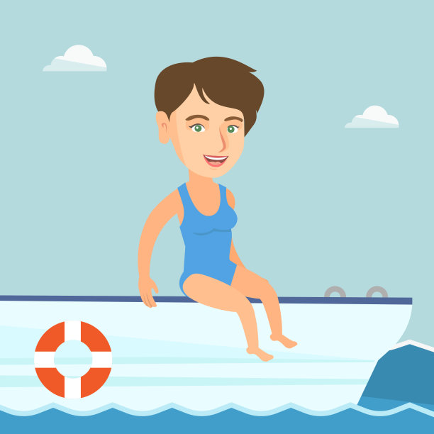 年轻的白人女人在帆船上晒日光浴图片下载