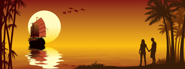 热带日落素材图片