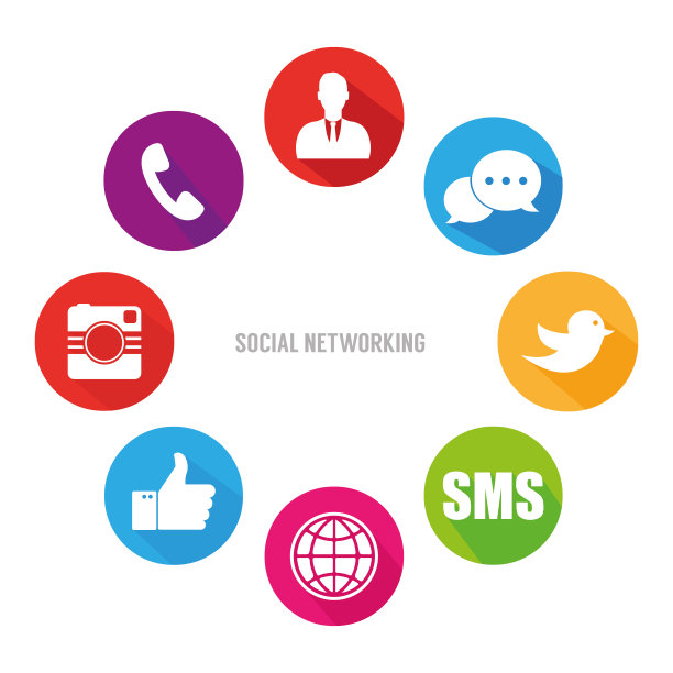 白色背景上的社交网络图标图片下载