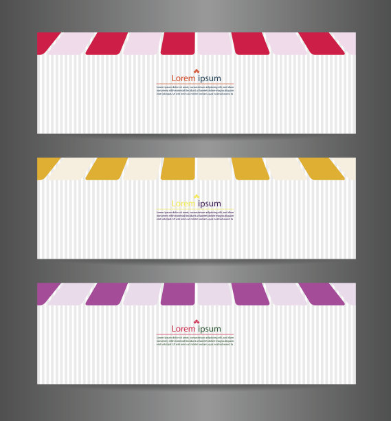 设置三个彩色抽象的现代旗帜纹理。矢量横幅背景的网页横幅设计图片下载